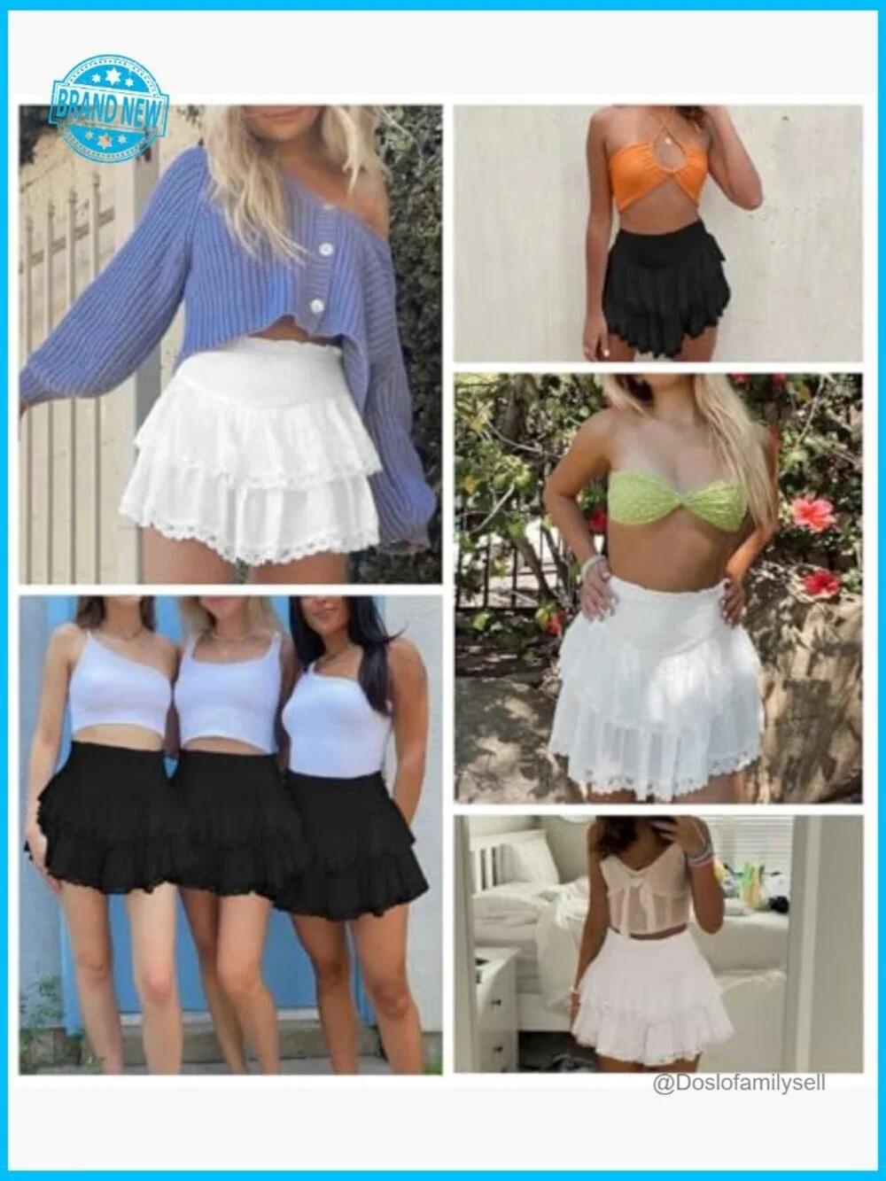 High Waist Ruffle Mini Skirt Flared Flowy Casual Swing Beach Short Skirt